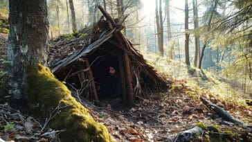 construire abri forêt