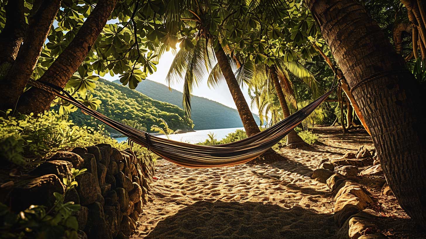 Un hammac entre 2 arbres