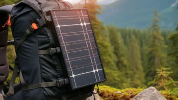 Panneau solaire portable sur un sac à dos