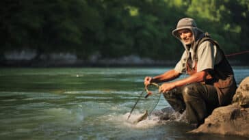 Un pêcheur en train de pêcher