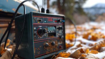 Une radio à manivelle en extérieur